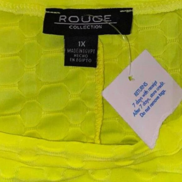 2 for $15 Rouge Collection Neon Yellow Ruched Tank Top Size 1X – NWT – Stretchy - Picture 6 of 9